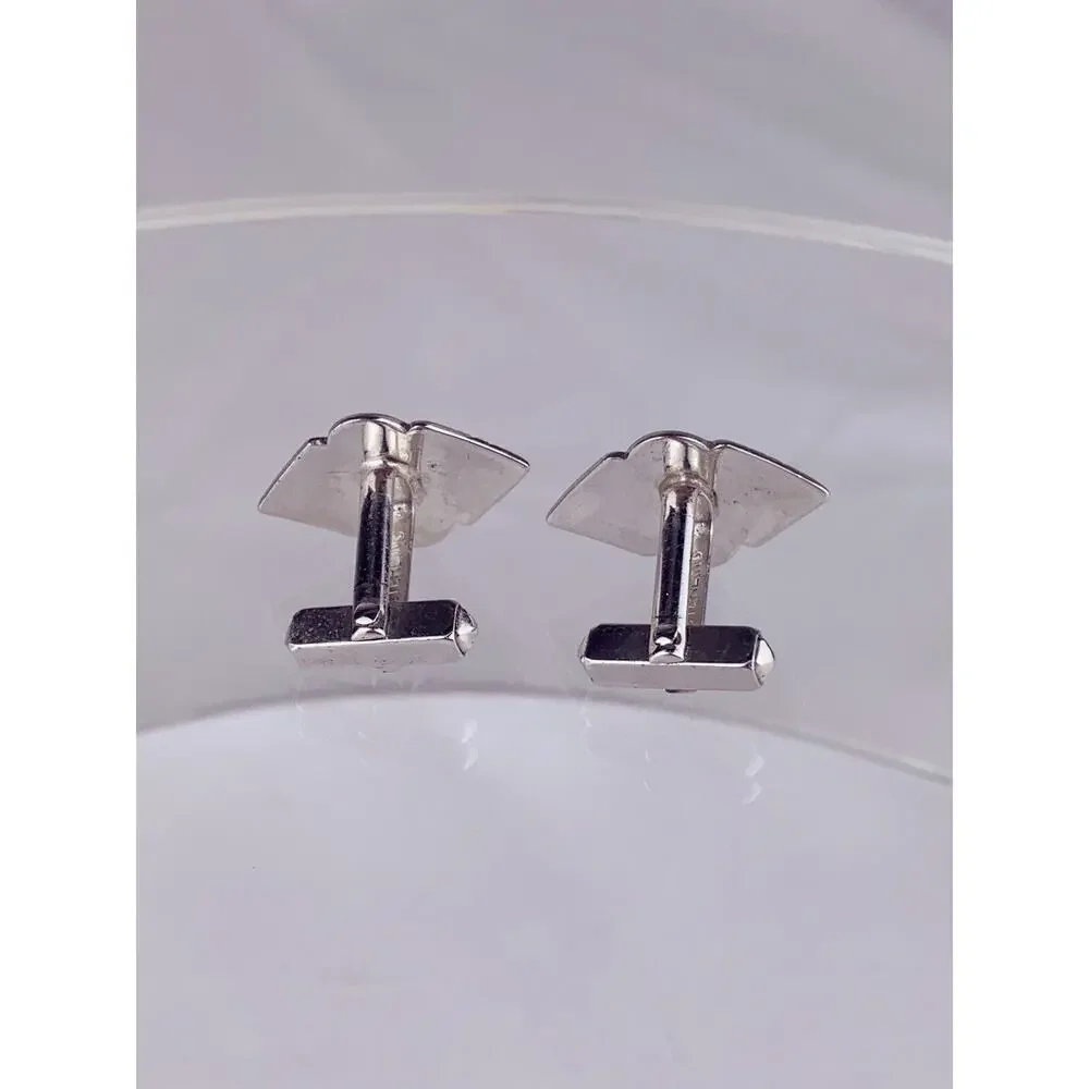 Sterling Silver J G K Monogram Cufflinks Initial Diamond Scroll Swoop Vintage K1